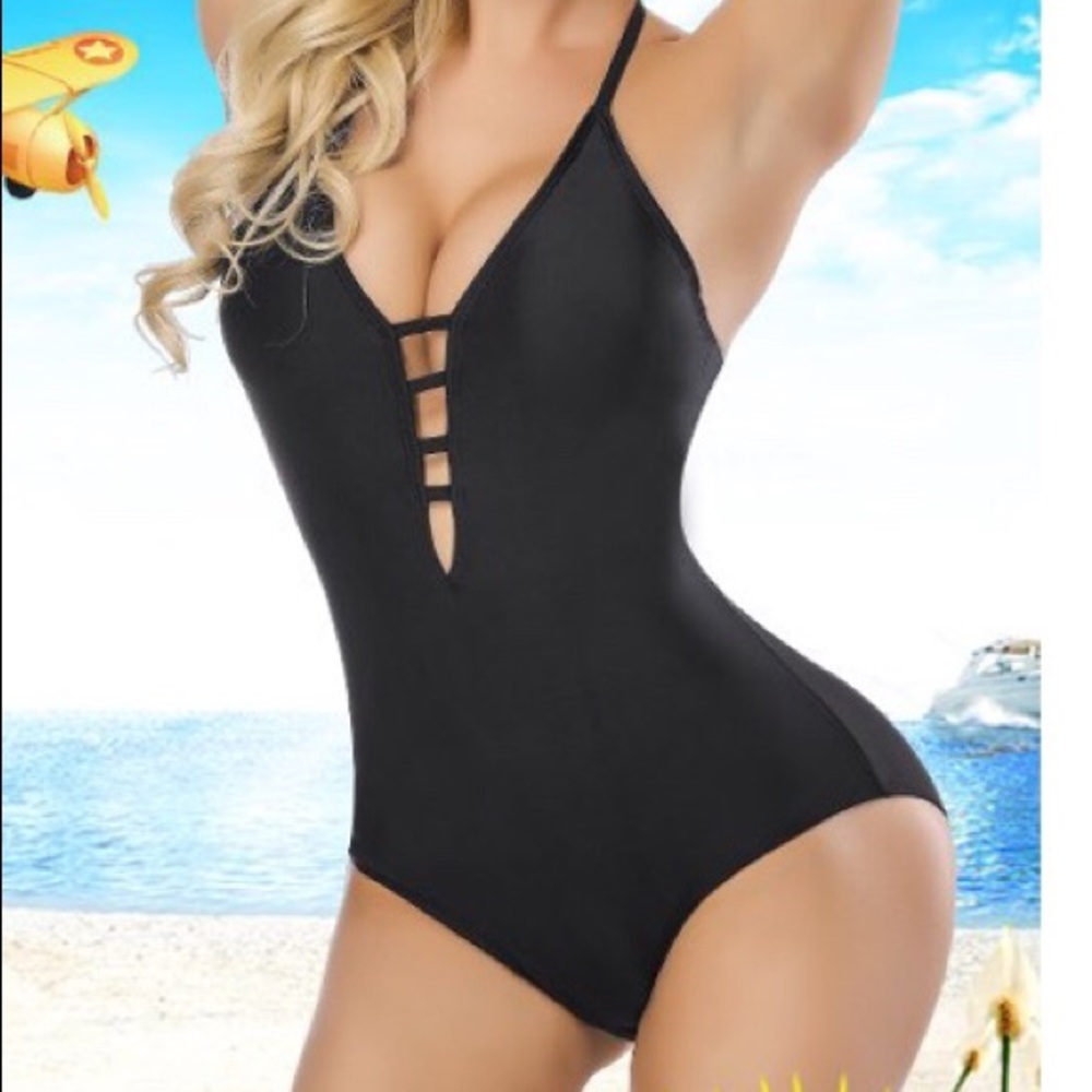 Sexy black one piece - NWT XL halter top/low back